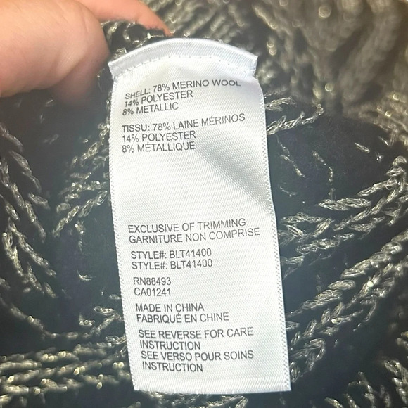 Blanc Noir® Lurex Cable Knit Sweater Size Large Black Silver Crew Neck NEW - Picture 13 of 13